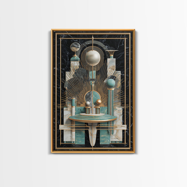 Surreal Room of Floating Objects as Decorative Framed Canvas Print, Maximalist Art, Abstract Art, Living Room Decor, Maximal, MAX-2x3-41