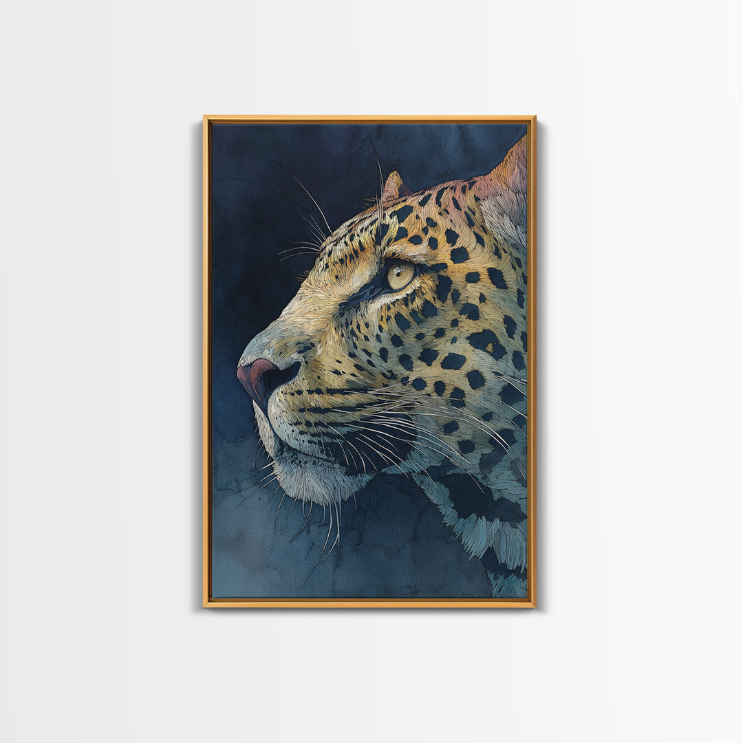 Rainbow Leopard Portrait Framed Canvas Print, Maximalist Art, Boho Wall Art, Living Room Decor, Maximal, Trendy Wall Art, MAX-2x3-68