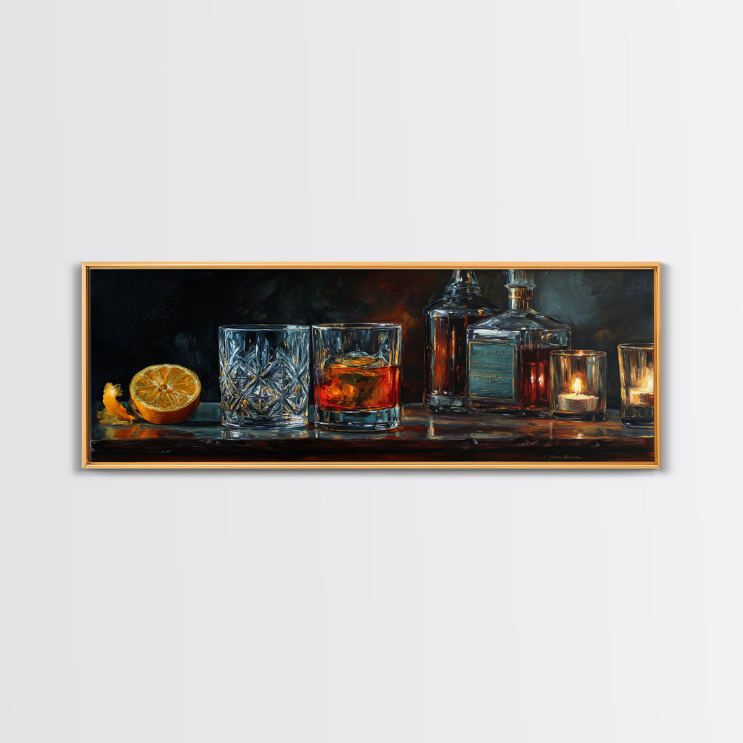 Retro Maximalist Cocktail Still Life Framed Canvas Print, Maximalist Art, Boho Wall Art, Living Room Decor, Fine Art, Maximal, MAX-3x1-82
