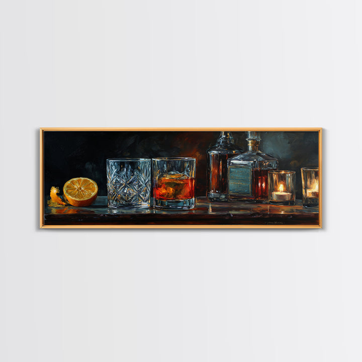 Retro Maximalist Cocktail Still Life Framed Canvas Print, Maximalist Art, Boho Wall Art, Living Room Decor, Fine Art, Maximal, MAX-3x1-82