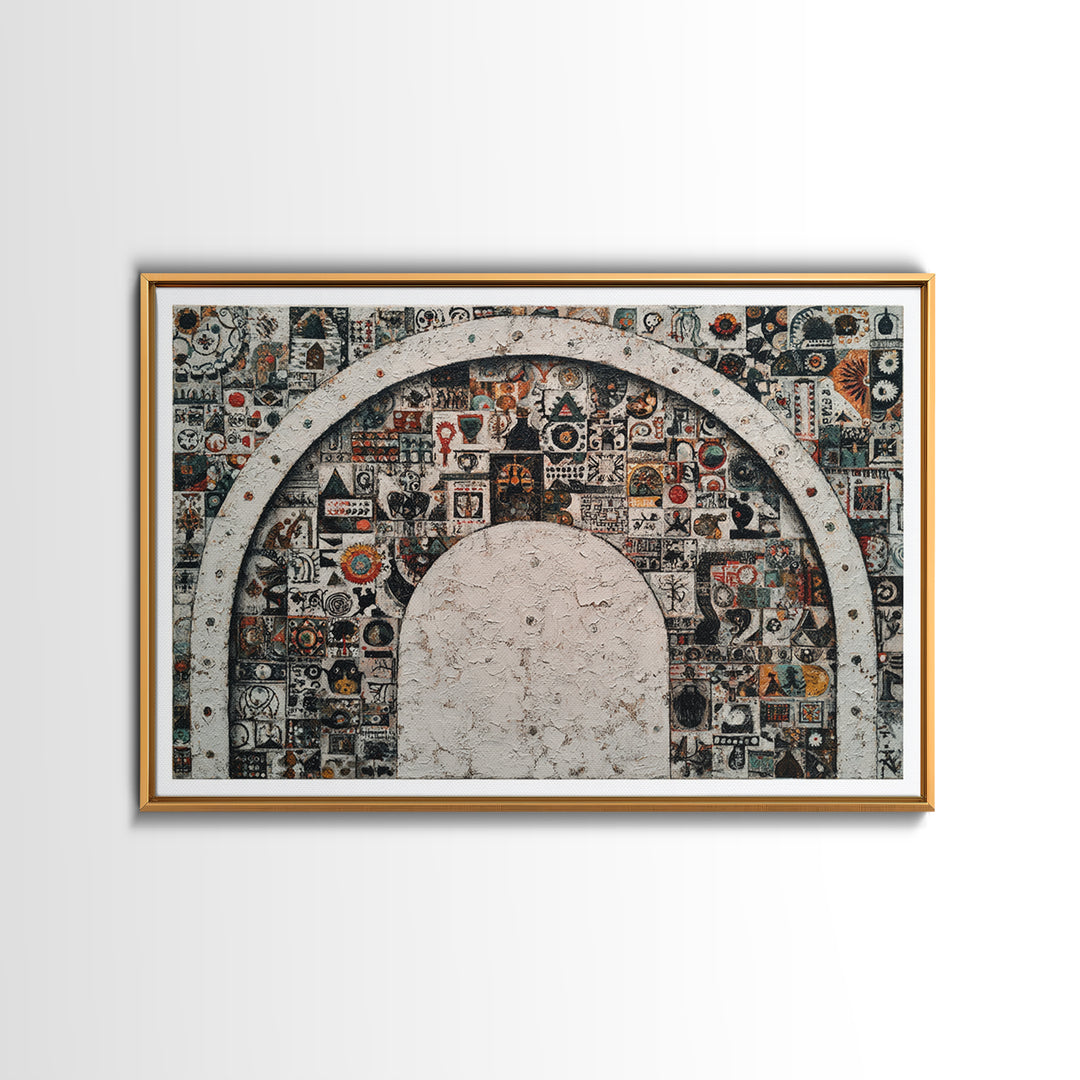 Ornamental Arch Filled Framed Canvas Print, Maximalist Art, Modern Art, Living Room Decor, Fine Art, Maximal, Textured Painting, MAX-3x2-23