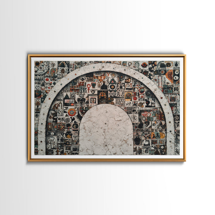 Ornamental Arch Filled Framed Canvas Print, Maximalist Art, Modern Art, Living Room Decor, Fine Art, Maximal, Textured Painting, MAX-3x2-23