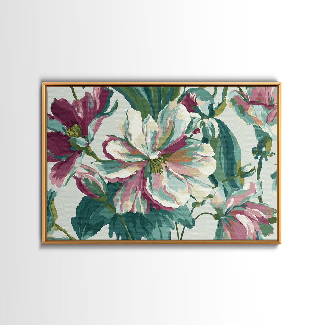 Matisse Inspired Cutouts with Vivid Floral Motifs Canvas Print, Maximalist Art, Retro Wall Art, Living Room Decor, Maximal, MAX-3x2-86