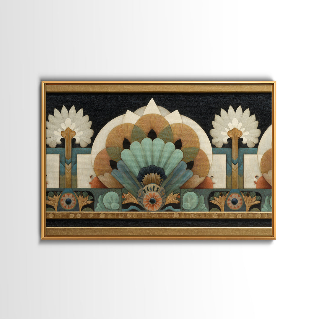Folk Art Animal Parade Framed Canvas Print, Maximalist Art, Art Prints, Living Room Decor, Maximal, Dark Academia Decor, MAX-3x2-92