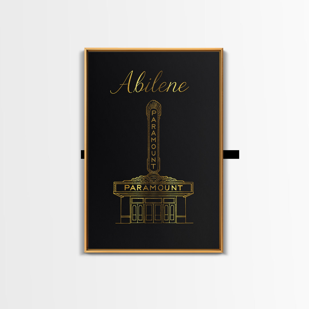 Abilene Travel Poster, Canvas Print, Minimalist Gold Line Art, Abilene Wall Art, Eclectic Wall Decor, Living Room Wall Art, City Poster