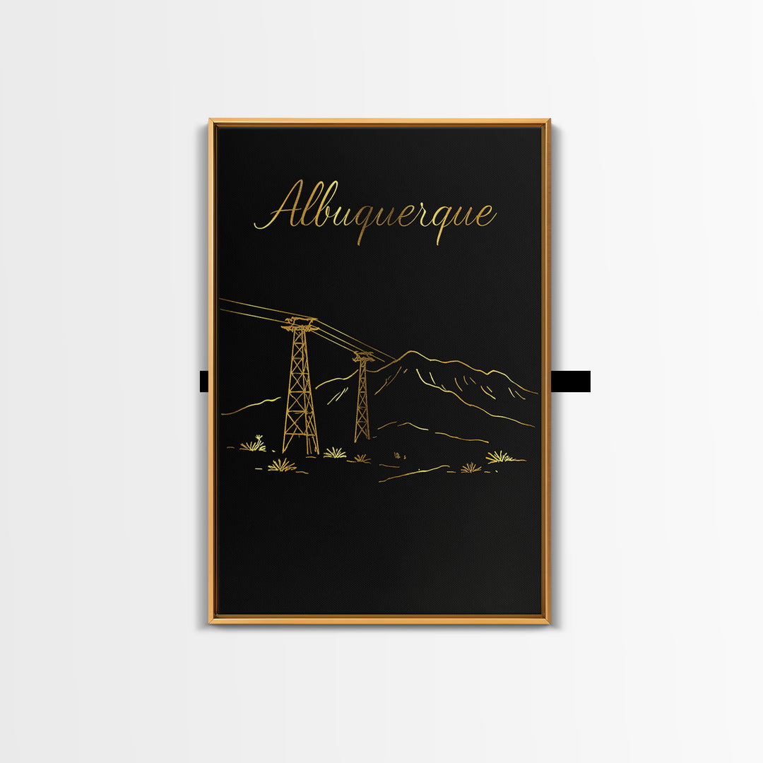 Albuquerque New Mexico Travel Poster, Canvas Print, Dark Minimalist Wall Art, Albuquerque Travel Art, Watercolor Skyline Art