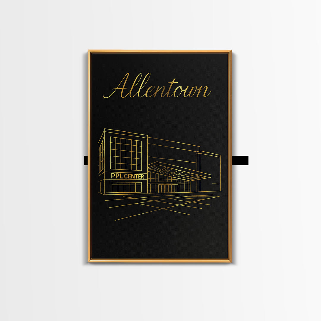 Allentown Travel Poster, Canvas Print, Minimalist Gold Line Art, Allentown Travel Art, Retro Travel Print, Wanderlust Decor, City Poster