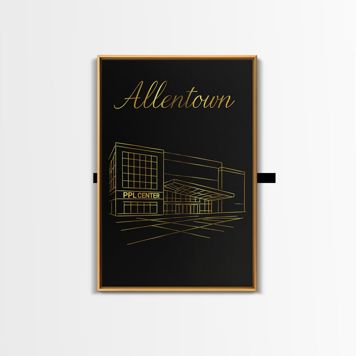 Allentown Travel Poster, Canvas Print, Minimalist Gold Line Art, Allentown Travel Art, Retro Travel Print, Wanderlust Decor, City Poster