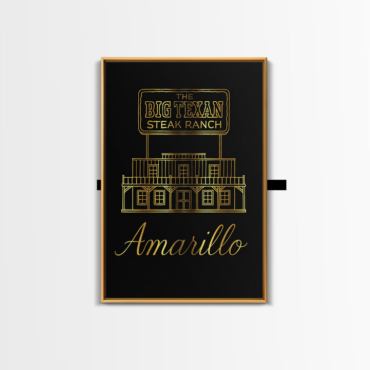 Amarillo Texas Travel Poster, Canvas Print, Minimalist Gold Line Art, Amarillo Poster Print, Gift For Travelers, Mid Century Wall Art