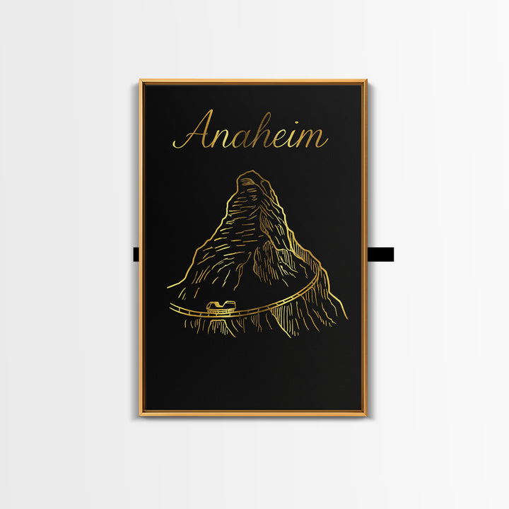 Anaheim Travel Poster, Canvas Print, Gold Outline Poster Art, Anaheim City Art, City Travel Prints, Travel Poster Set, Gift For Travelers