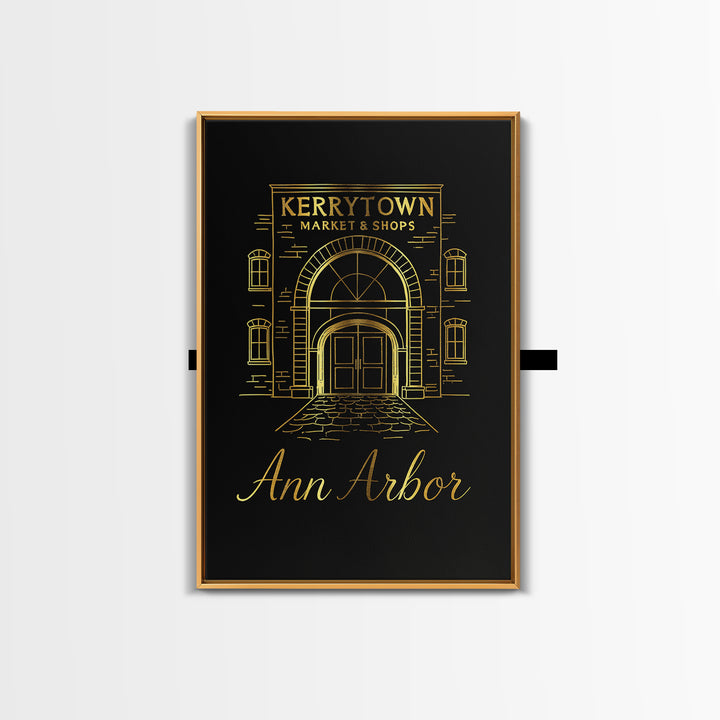 Ann Arbor Travel Poster, Canvas Print, Dark Minimalist Wall Art, Ann Arbor Poster Print, Wanderlust Decor, City Travel Prints, Design 3