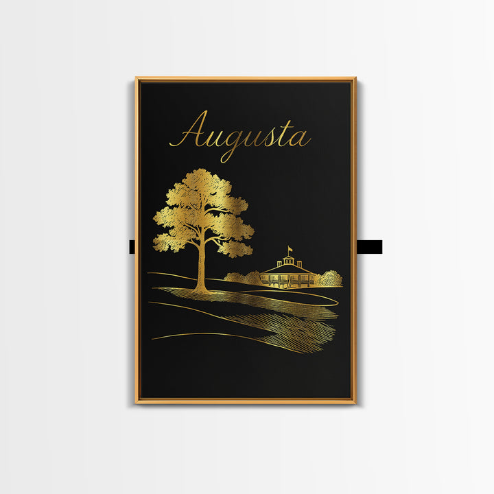 Augusta Georgia Travel Poster, Framed Canvas Print, Dark Minimalist Wall Art, Augusta City Art, Mid Century Wall Art, Living Room Wall Art