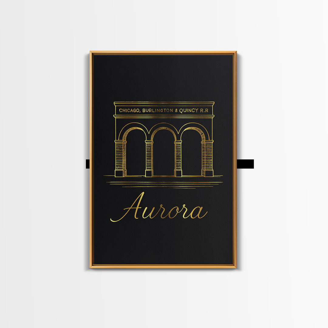 Aurora Travel Poster, Framed Canvas Print, Dark Minimalist Wall Art, Aurora Travel Art, Mid Century Wall Art, Wanderlust Decor