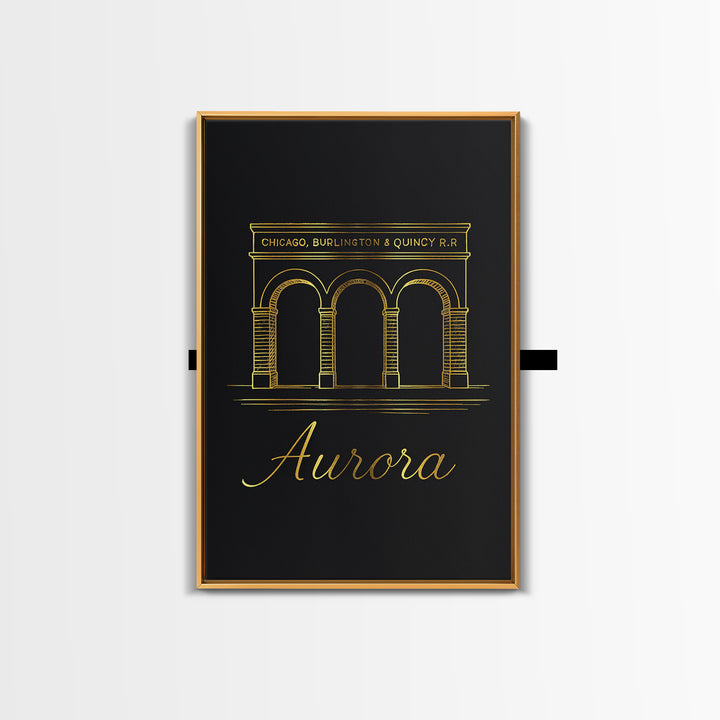 Aurora Travel Poster, Framed Canvas Print, Dark Minimalist Wall Art, Aurora Travel Art, Mid Century Wall Art, Wanderlust Decor