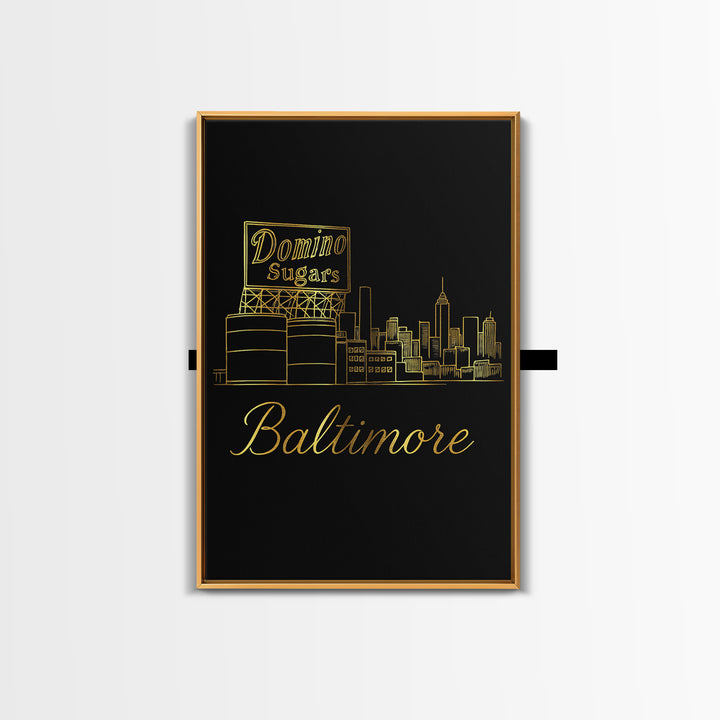 Baltimore Maryland Travel Poster, Framed Canvas Print, Dark Minimalist Wall Art, Baltimore City Art, Gift For Travelers, Fine Art Print