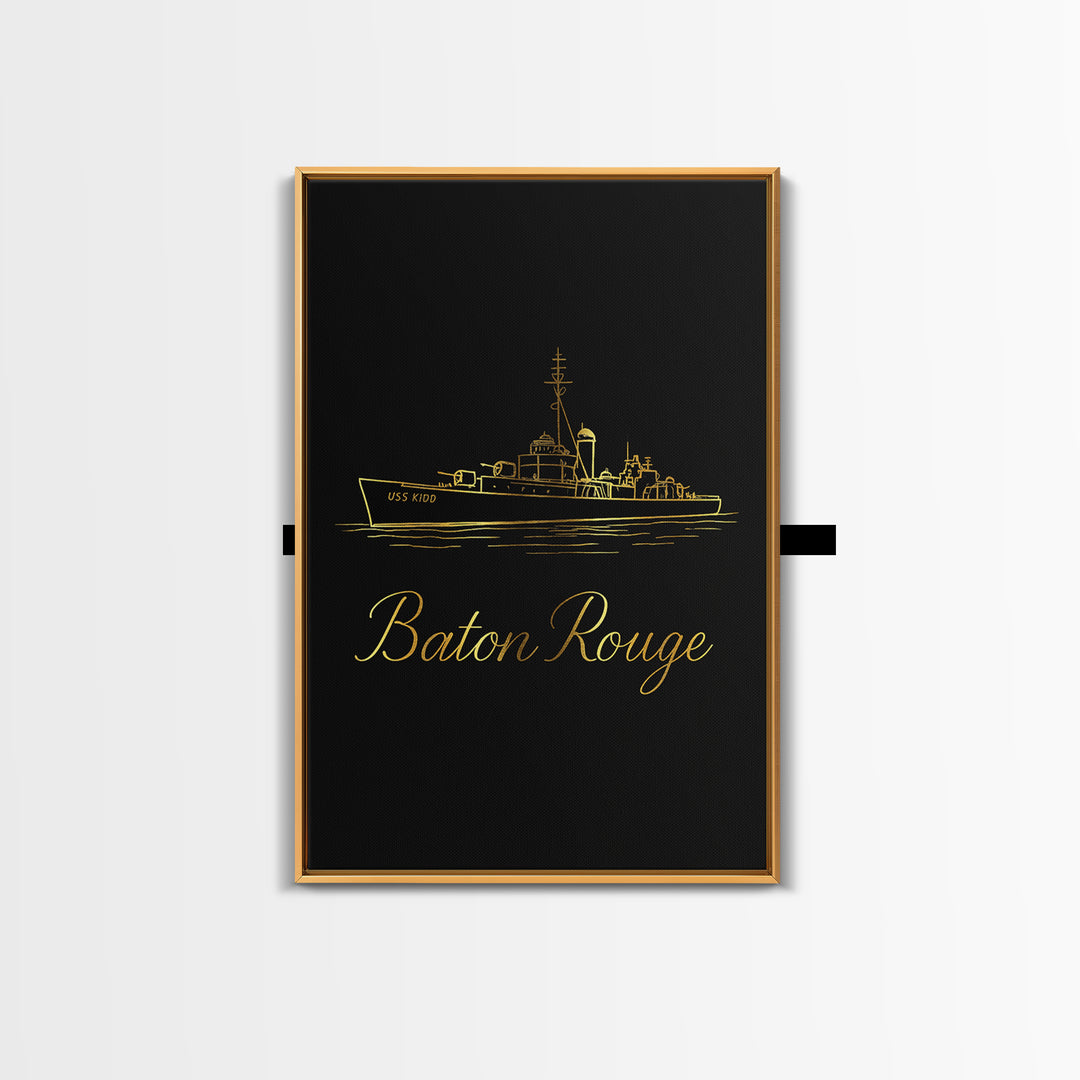 Baton Rouge Louisiana Travel Poster, Canvas Print, Minimalist Gold Line Art, Baton Rouge Art Print, Gift For Travelers, Wanderlust Decor