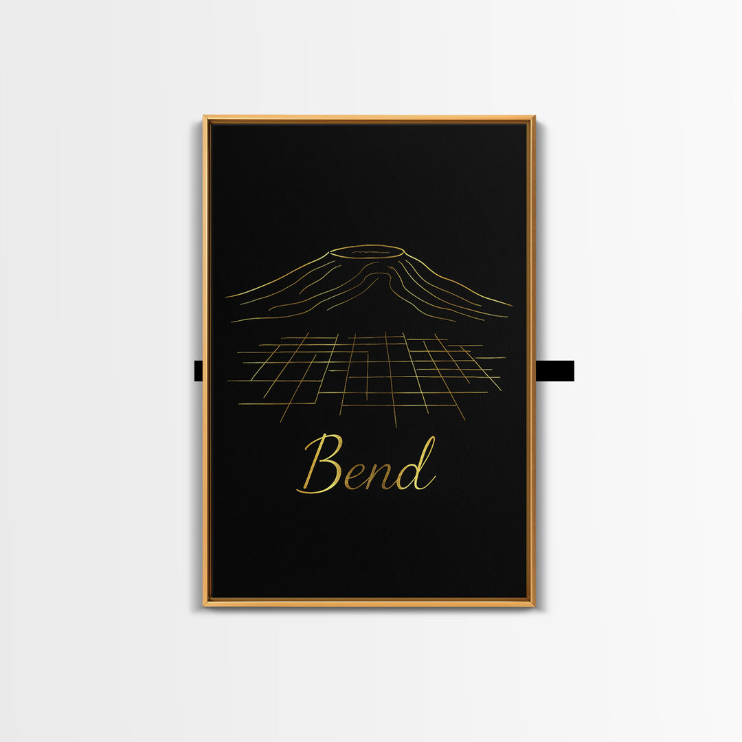 Bend Travel Poster, Canvas Print, Gold Outline Poster Art, Bend City Art, Living Room Wall Art, Travel Poster Set, Eclectic Wall Decor