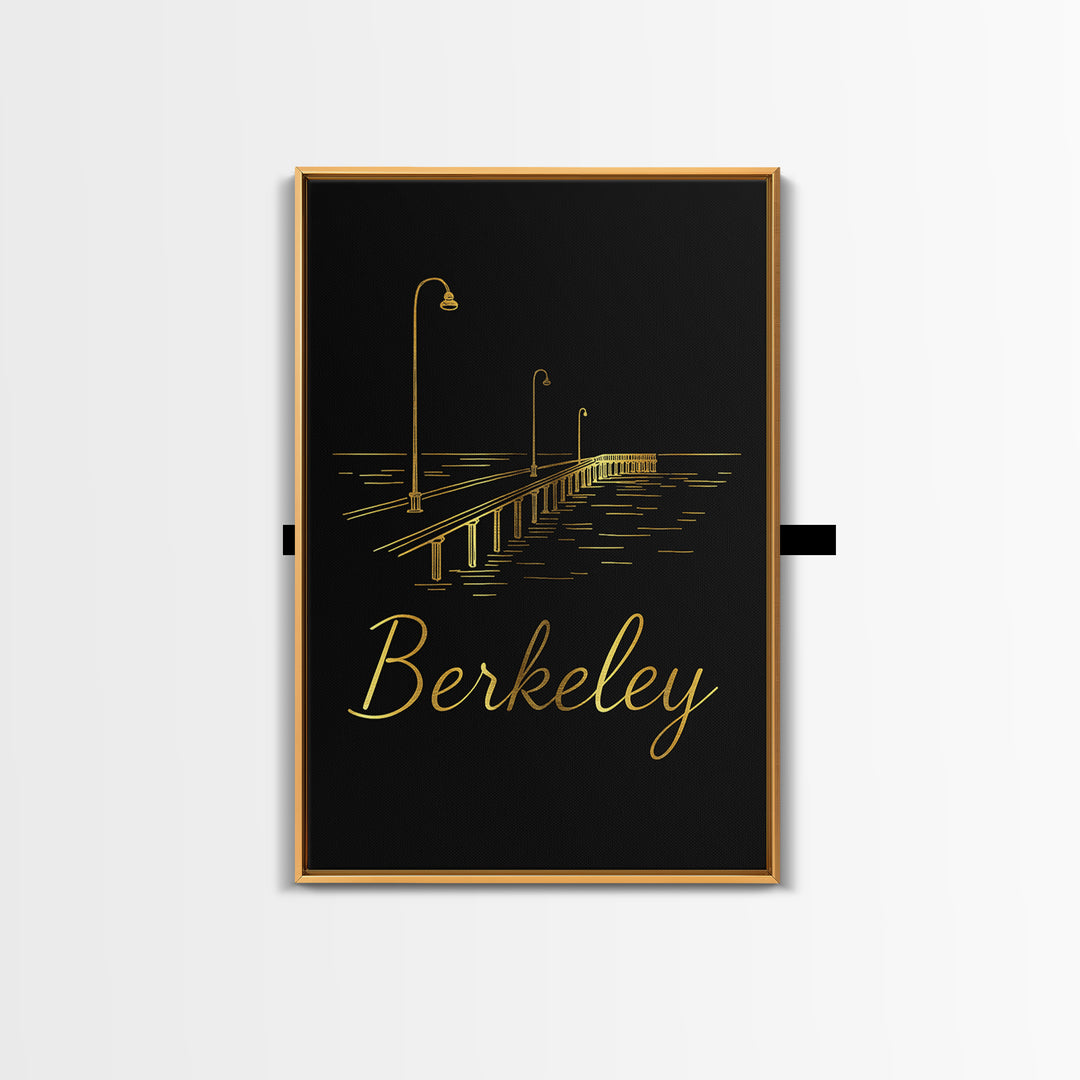 Berkeley California Travel Poster, Canvas Print, Dark Minimalist Wall Art, Berkeley Poster Print, City Travel Prints, Eclectic Wall Decor