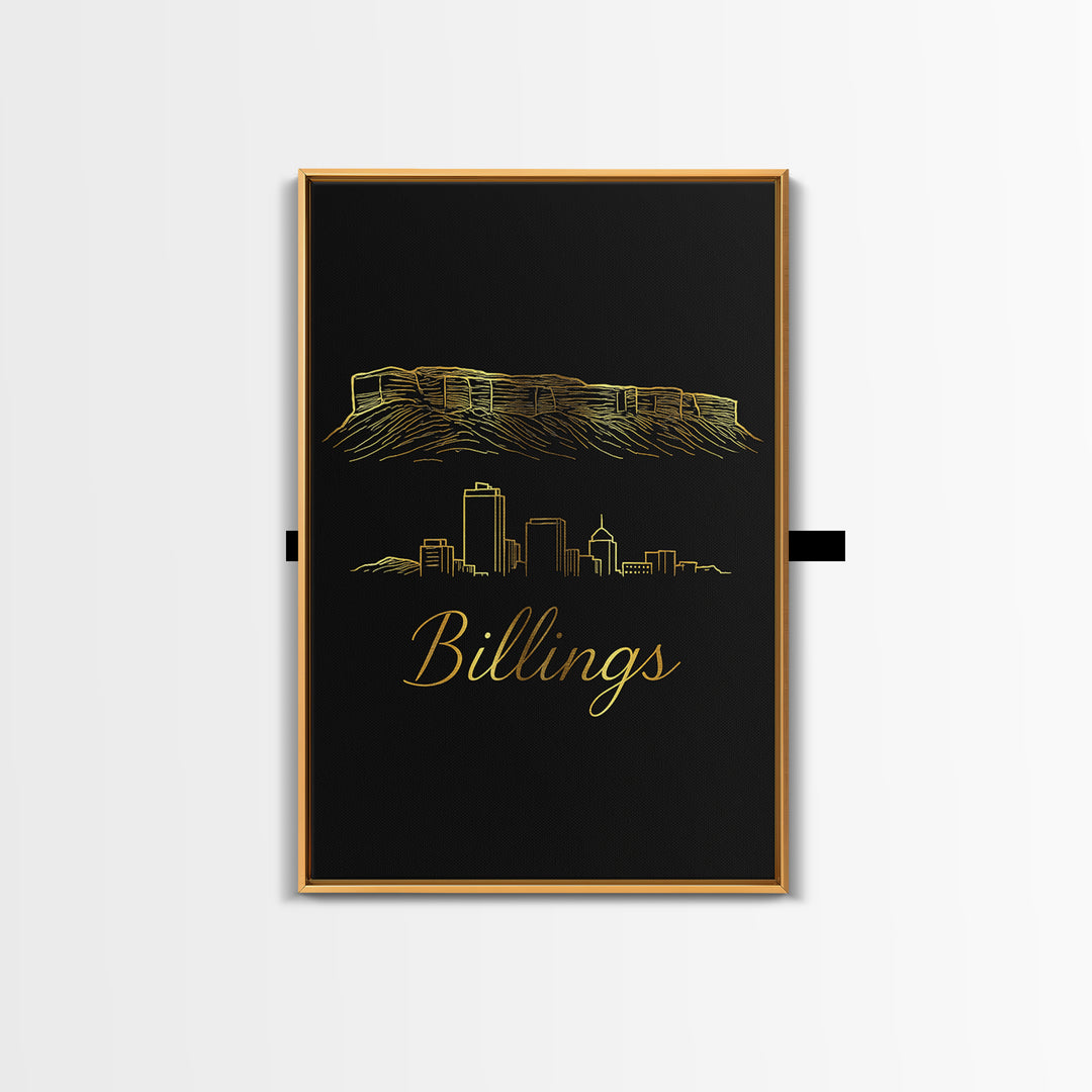 Billings Montana Travel Poster, Canvas Print, Dark Minimalist Wall Art, Billings Poster Print, Wall Art, Travel Wall Art, Art Print