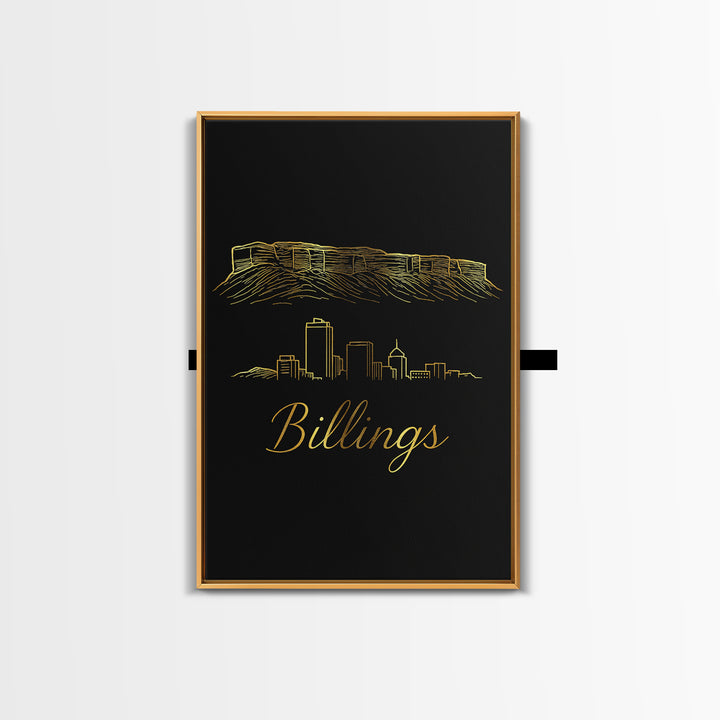Billings Montana Travel Poster, Canvas Print, Dark Minimalist Wall Art, Billings Poster Print, Wall Art, Travel Wall Art, Art Print