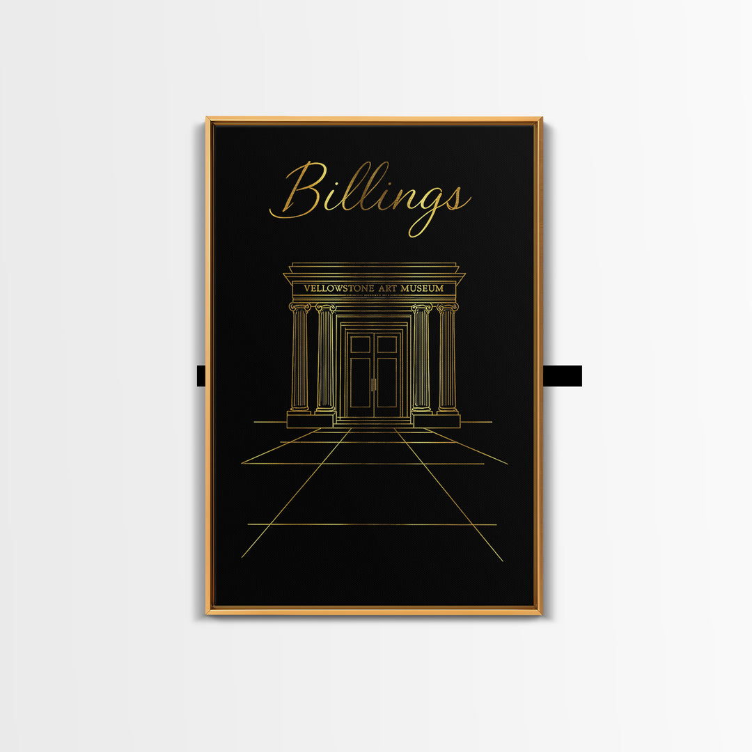 Billings Travel Poster, Framed Canvas Print, Dark Minimalist Wall Art, Billings City Art, Travel Wall Art, Vintage City Art, City Poster