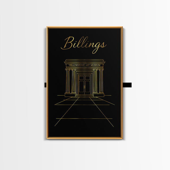 Billings Travel Poster, Framed Canvas Print, Dark Minimalist Wall Art, Billings City Art, Travel Wall Art, Vintage City Art, City Poster