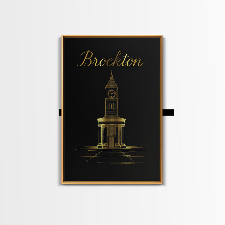 Brockton Massachusetts Travel Poster, Canvas Print, Dark Minimalist Wall Art, Brockton City Art, Gift For Travelers, Wanderlust Decor