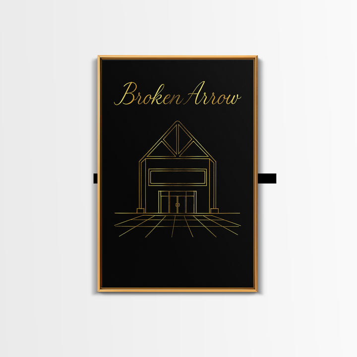 Broken Arrow Oklahoma Travel Poster, Canvas Print, Dark Minimalist Wall Art, Broken Arrow Travel Art, Gift For Travelers, Wall Art