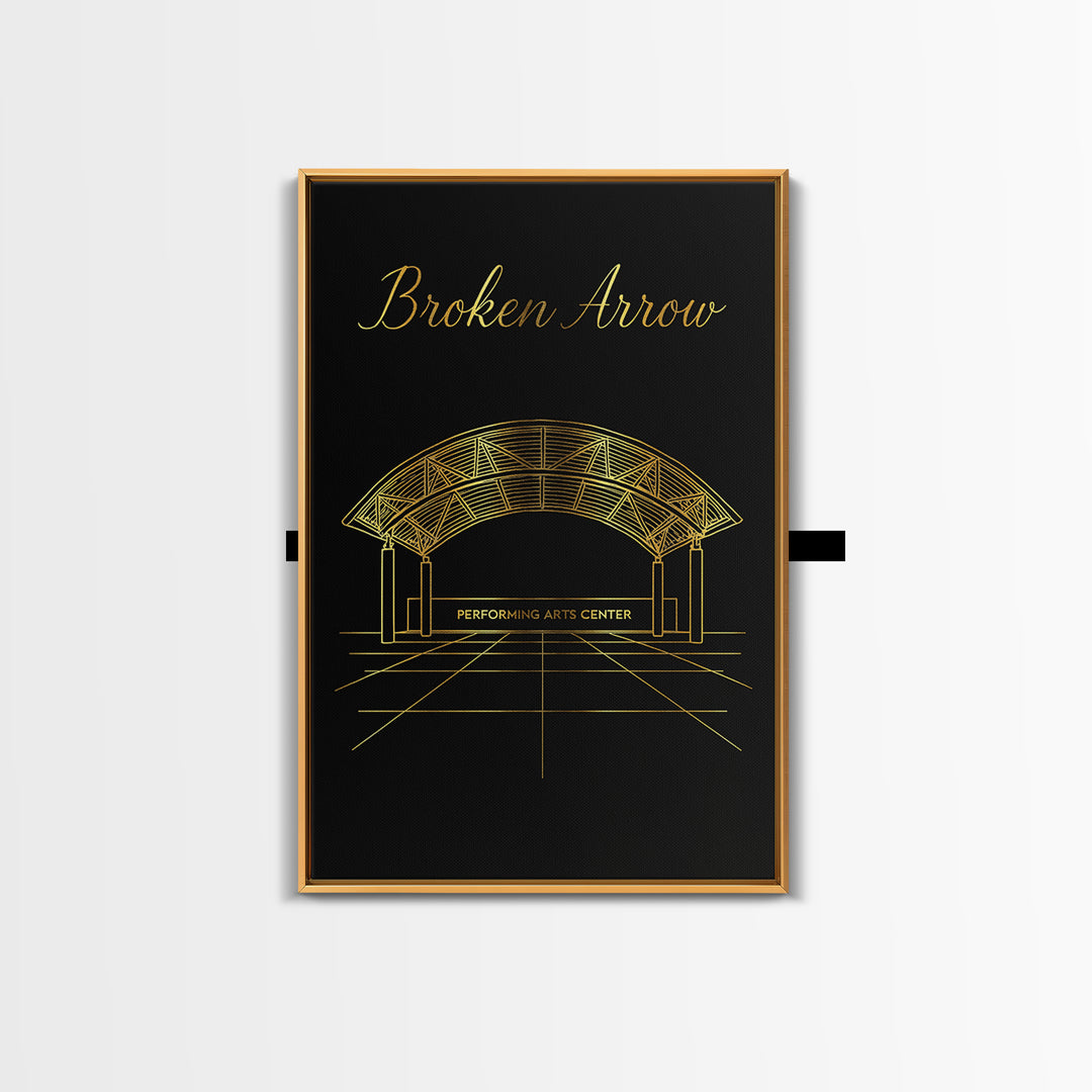 Broken Arrow Travel Poster, Canvas Print, Dark Minimalist Wall Art, Broken Arrow City Art, City Illustration, Travel Wall Decor