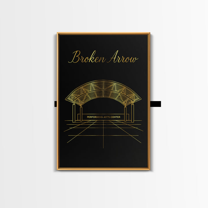 Broken Arrow Travel Poster, Canvas Print, Dark Minimalist Wall Art, Broken Arrow City Art, City Illustration, Travel Wall Decor