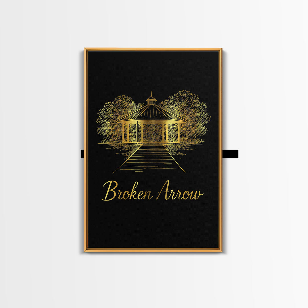 Broken Arrow Travel Poster, Canvas Print, Dark Minimalist Wall Art, Broken Arrow Travel Art, Retro Travel Print, Travel Wall Decor