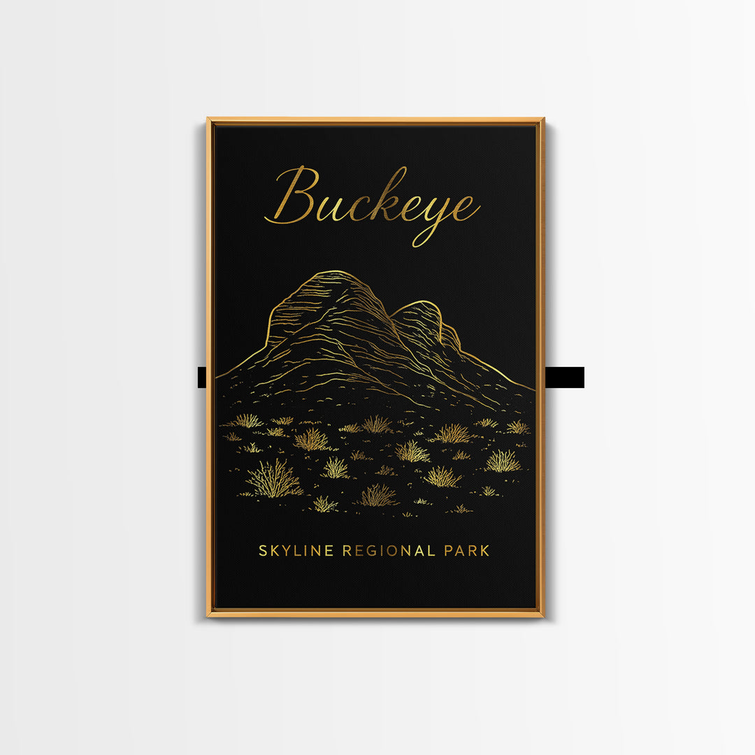 Buckeye Arizona Travel Poster, Canvas Print, Black Gold Minimalist Art, Buckeye Wall Art, Vintage City Art, Wall Art, Travel Wall Art