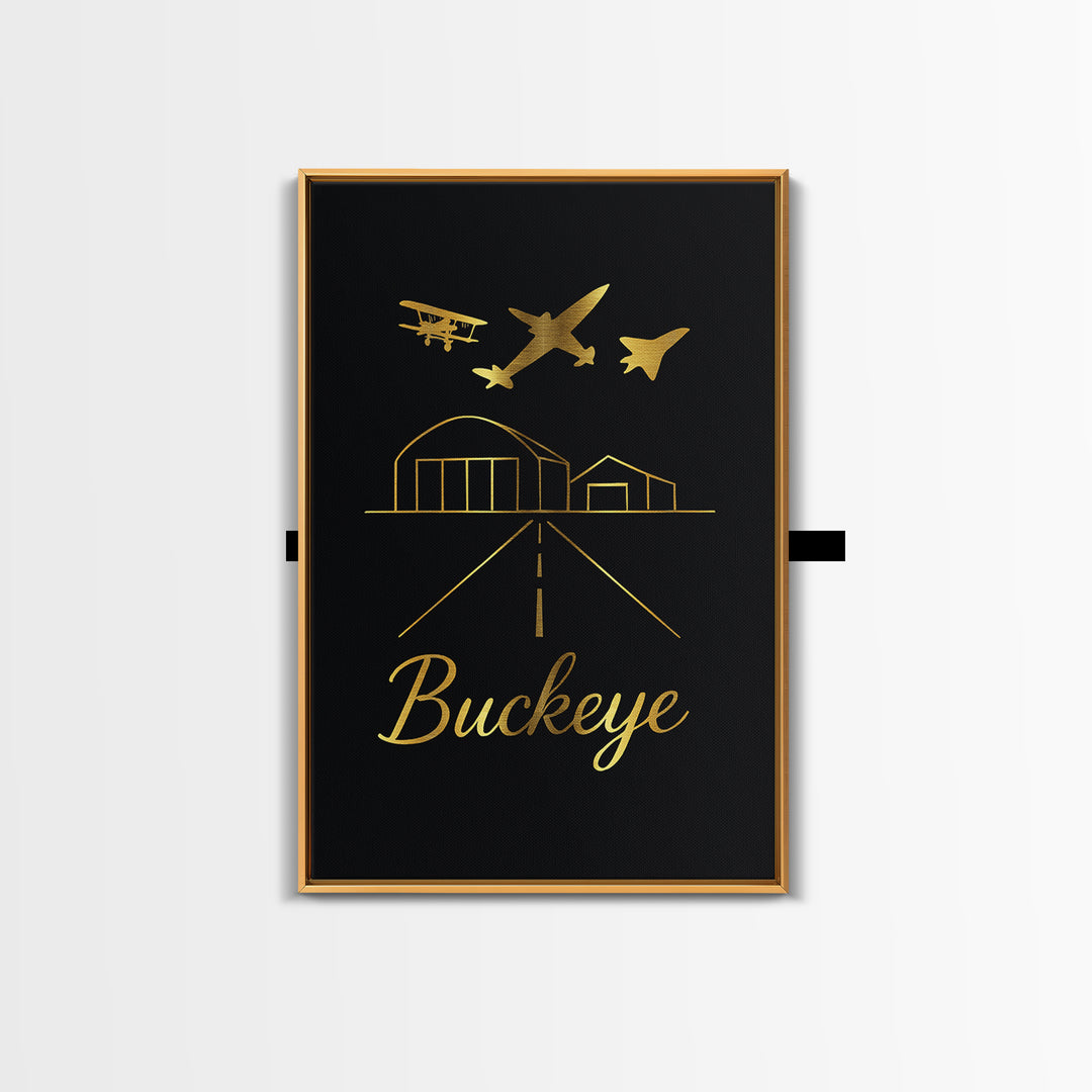 Buckeye Travel Poster, Framed Canvas Print, Dark Minimalist Wall Art, Buckeye City Art, Travel Art Print, Travel Poster Art, City Poster