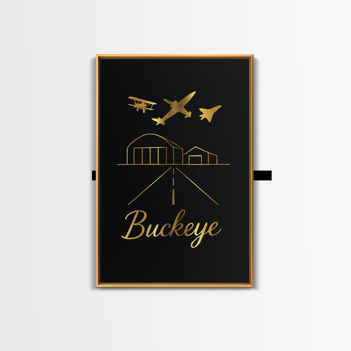 Buckeye Travel Poster, Framed Canvas Print, Dark Minimalist Wall Art, Buckeye City Art, Travel Art Print, Travel Poster Art, City Poster