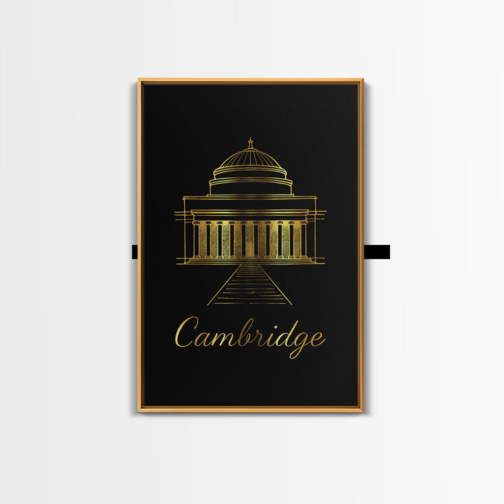 Cambridge Travel Poster, Canvas Print, Black Gold Minimalist Art, Cambridge Poster Print, Travel Poster Art, Gift For Travelers
