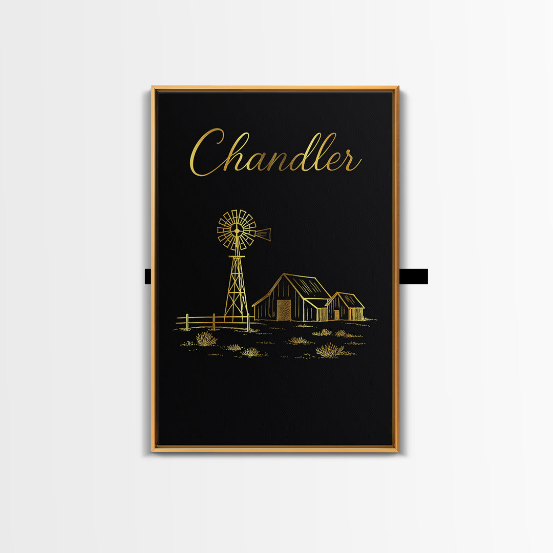 Chandler Travel Poster, Framed Canvas Print, Dark Minimalist Wall Art, Chandler Art Print, Travel Art Print, Vintage Travel Art