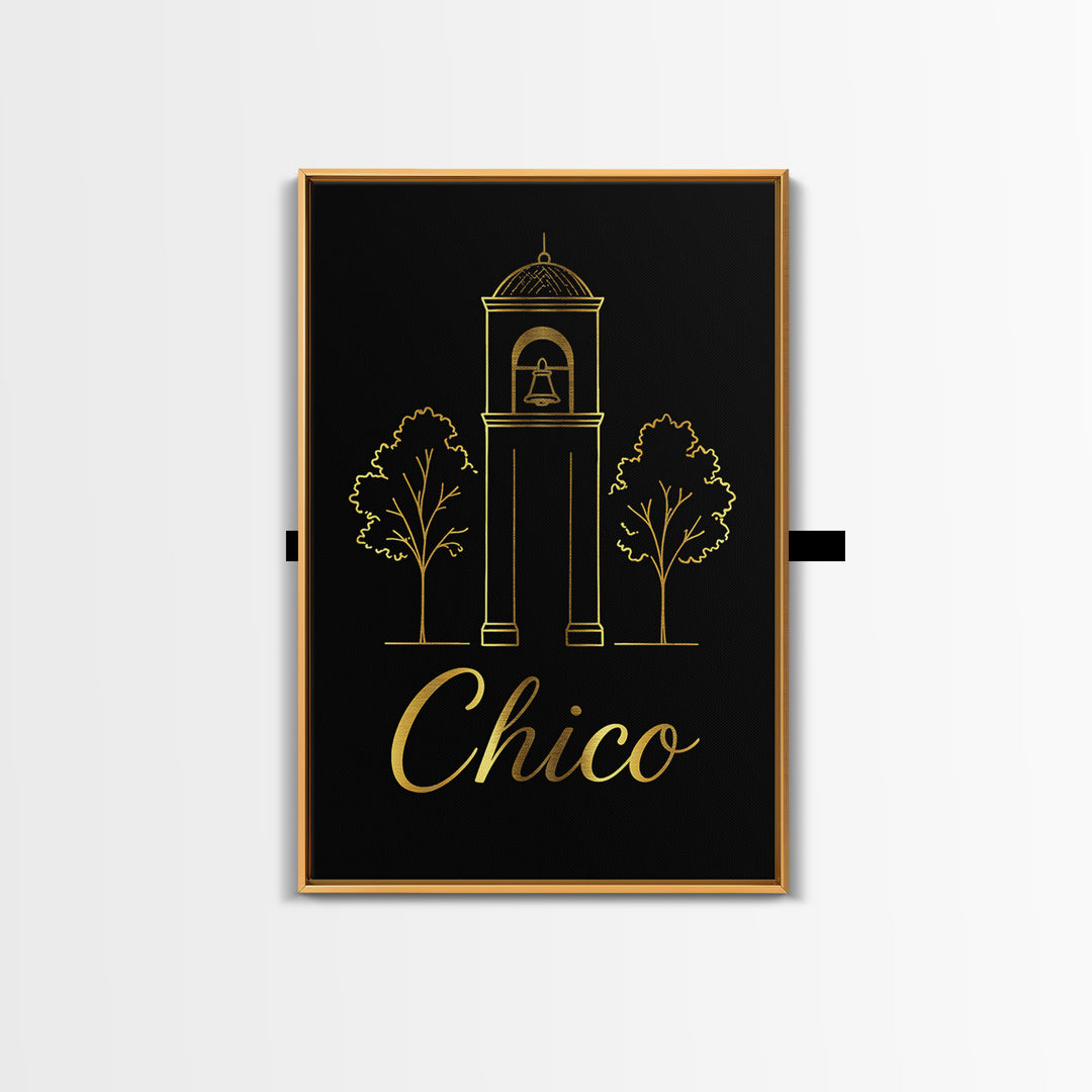 Chico Travel Poster, Framed Canvas Print, Dark Minimalist Wall Art, Chico Poster Print, City Art Print, Living Room Wall Art, Home Decor