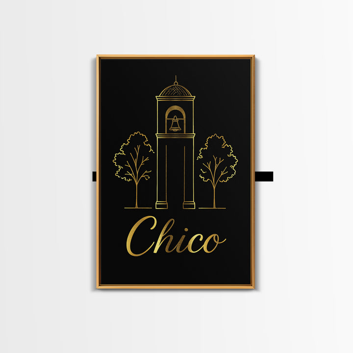 Chico Travel Poster, Framed Canvas Print, Dark Minimalist Wall Art, Chico Poster Print, City Art Print, Living Room Wall Art, Home Decor