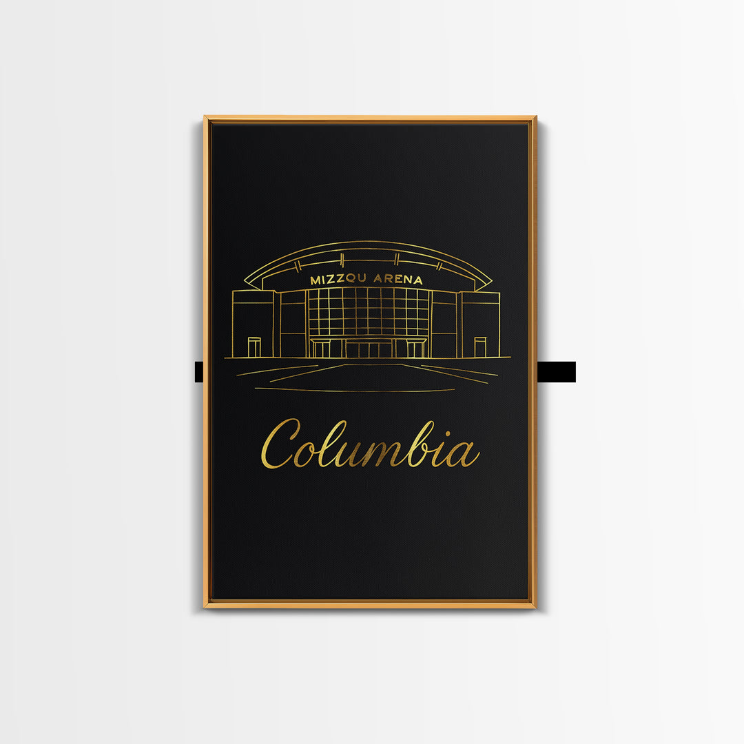 Columbia South Carolina Travel Poster, Canvas Print, Black Gold Minimalist Art, Columbia City Art, Travel Wall Art, Travel Print