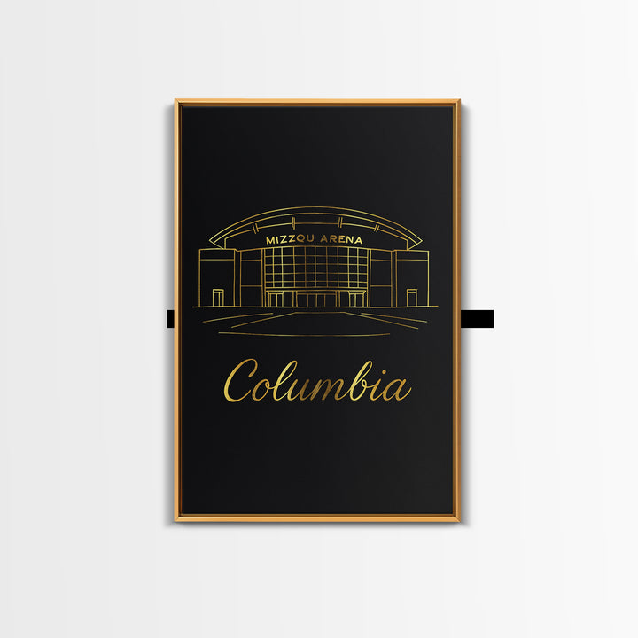 Columbia South Carolina Travel Poster, Canvas Print, Black Gold Minimalist Art, Columbia City Art, Travel Wall Art, Travel Print