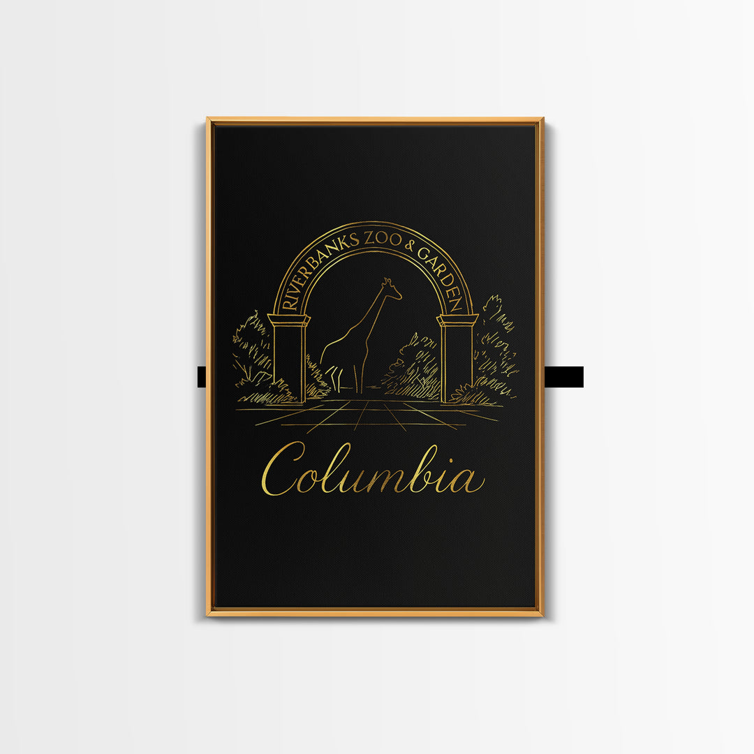 Columbia Travel Poster, Canvas Print, Gold Outline Poster Art, Columbia Art Print, City Illustration, Travel Wall Decor, Travel Poster Set