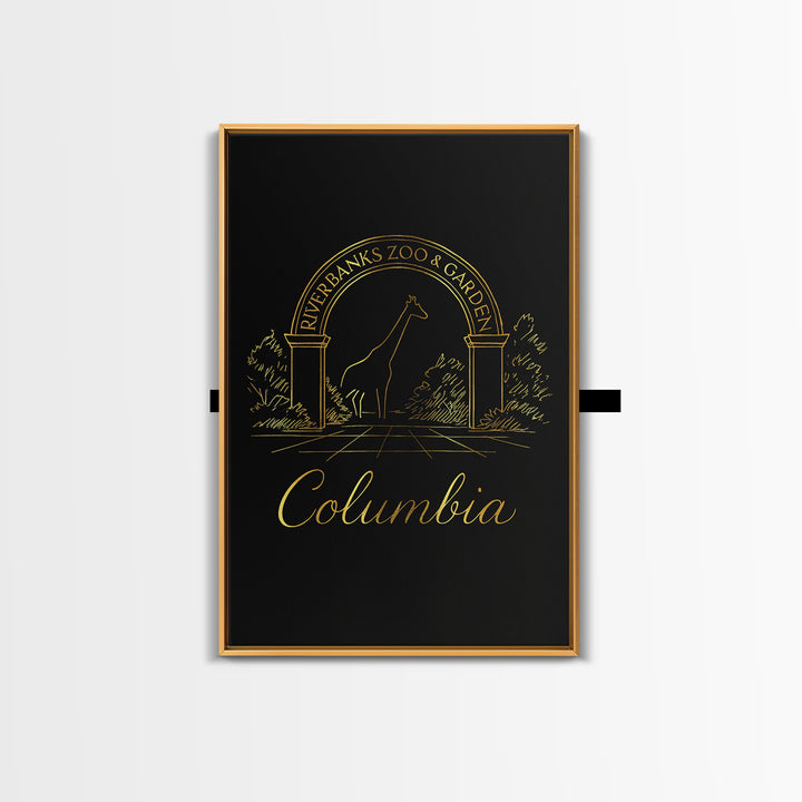 Columbia Travel Poster, Canvas Print, Gold Outline Poster Art, Columbia Art Print, City Illustration, Travel Wall Decor, Travel Poster Set