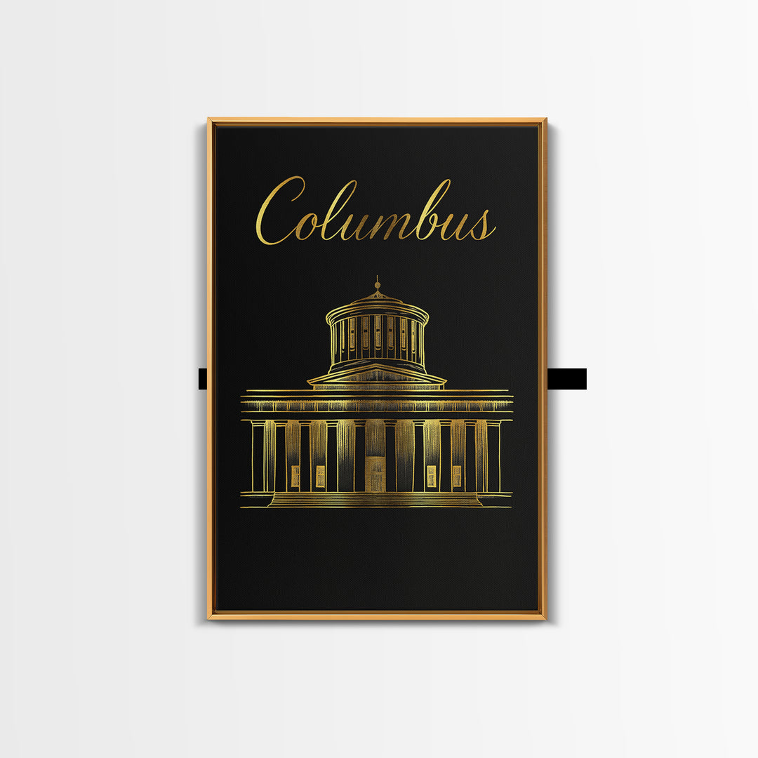 Columbus Travel Poster, Canvas Print, Minimalist Gold Line Art, Columbus Wall Art, Travel Poster Set, Wanderlust Decor, Travel Wall Decor