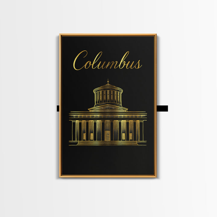 Columbus Travel Poster, Canvas Print, Minimalist Gold Line Art, Columbus Wall Art, Travel Poster Set, Wanderlust Decor, Travel Wall Decor