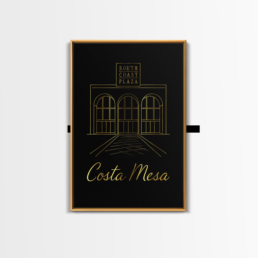 Costa Mesa California Travel Poster, Canvas Print, Minimalist Gold Line Art, Costa Mesa Wall Art, Fine Art Print, Wall Decor, Wall Decor