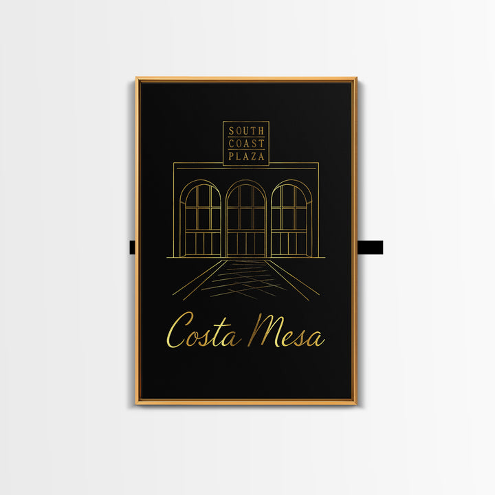 Costa Mesa California Travel Poster, Canvas Print, Minimalist Gold Line Art, Costa Mesa Wall Art, Fine Art Print, Wall Decor, Wall Decor