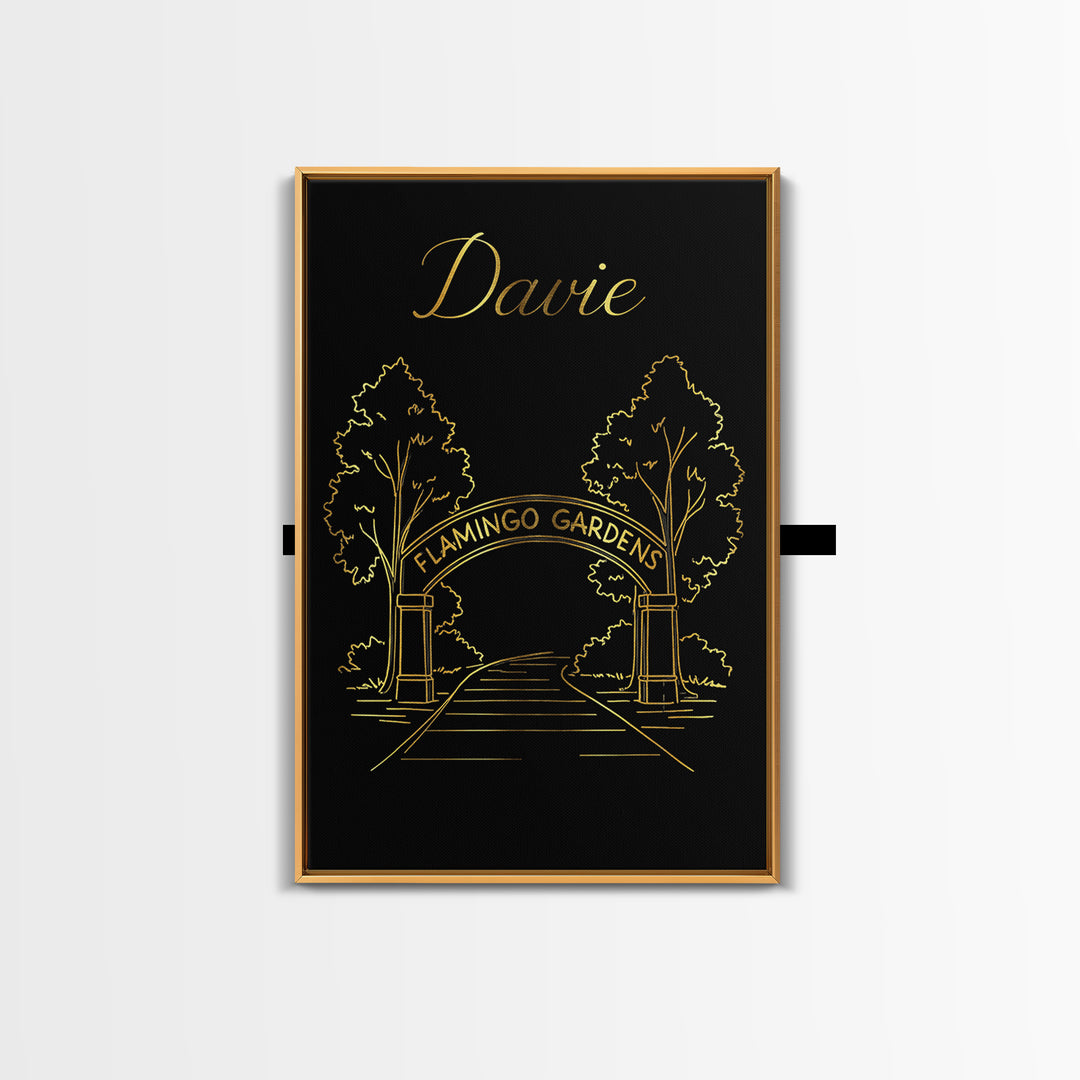 Davie Florida Travel Poster, Canvas Print, Gold Outline Poster Art, Davie Art Print, Modern Wall Decor, Travel Poster Art, Wall Art