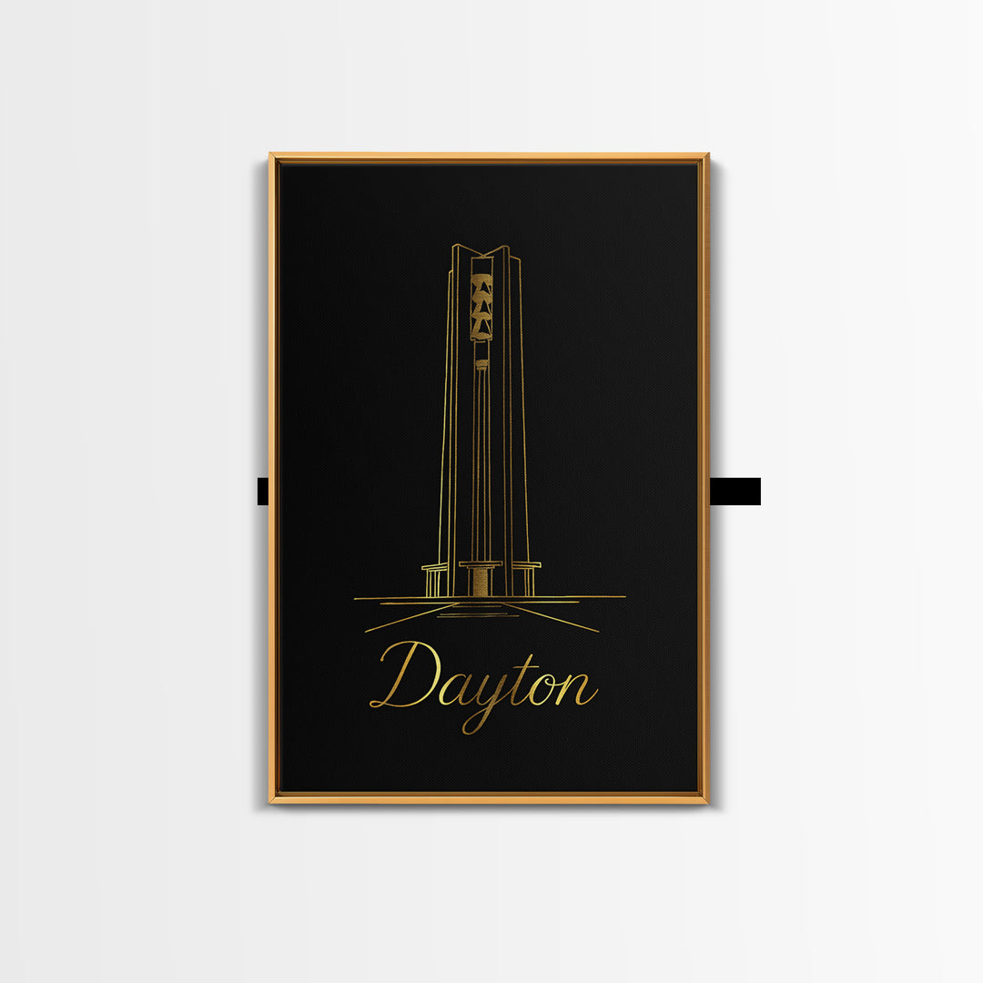 Dayton Ohio Travel Poster, Framed Canvas Print, Dark Minimalist Wall Art, Dayton Travel Art, Travel Poster Art, Travel Poster Set, Wall Art