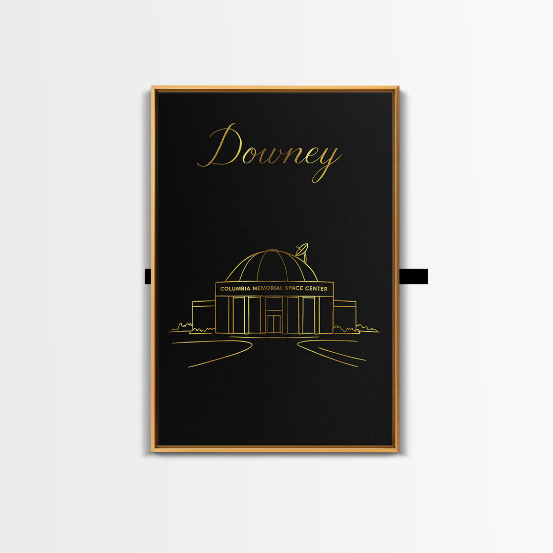 Downey Travel Poster, Framed Canvas Print, Dark Minimalist Wall Art, Downey Poster Print, Travel Poster Art, Travel Wall Art, Design 2