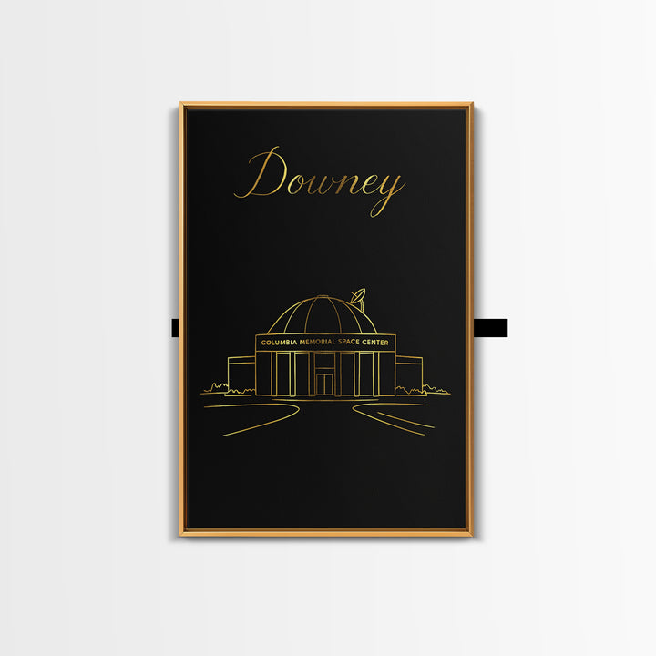 Downey Travel Poster, Framed Canvas Print, Dark Minimalist Wall Art, Downey Poster Print, Travel Poster Art, Travel Wall Art, Design 2